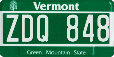 VT license plate ZDQ848