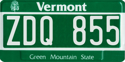 VT license plate ZDQ855