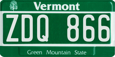 VT license plate ZDQ866