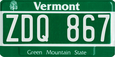 VT license plate ZDQ867