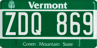 VT license plate ZDQ869