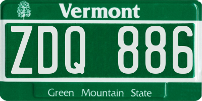 VT license plate ZDQ886