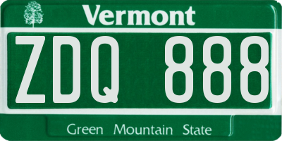 VT license plate ZDQ888