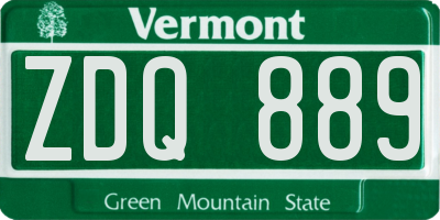 VT license plate ZDQ889