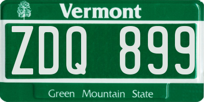 VT license plate ZDQ899