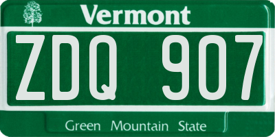 VT license plate ZDQ907