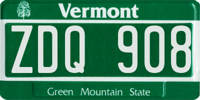 VT license plate ZDQ908