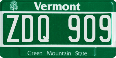 VT license plate ZDQ909
