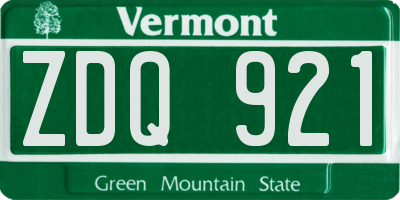VT license plate ZDQ921