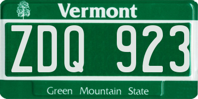 VT license plate ZDQ923
