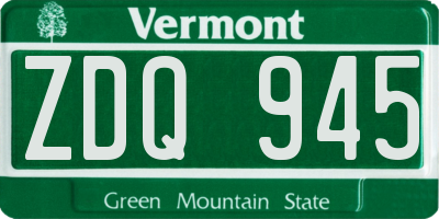 VT license plate ZDQ945