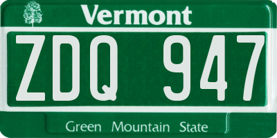 VT license plate ZDQ947