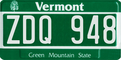 VT license plate ZDQ948