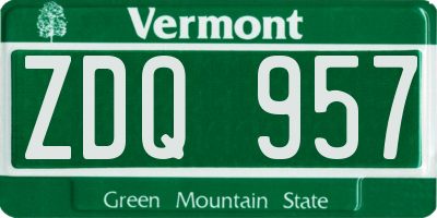 VT license plate ZDQ957