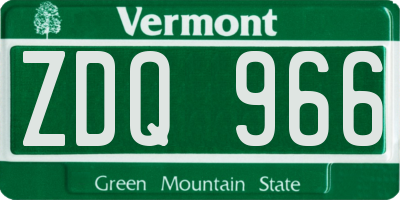 VT license plate ZDQ966