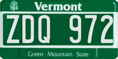 VT license plate ZDQ972