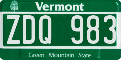 VT license plate ZDQ983