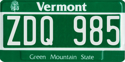 VT license plate ZDQ985