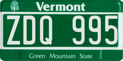 VT license plate ZDQ995