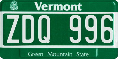VT license plate ZDQ996