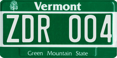 VT license plate ZDR004