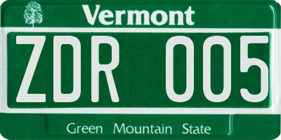 VT license plate ZDR005