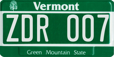 VT license plate ZDR007