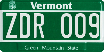 VT license plate ZDR009