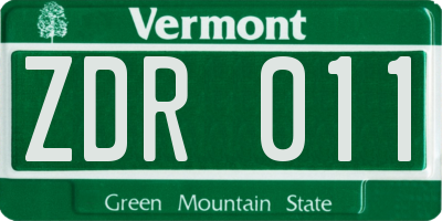 VT license plate ZDR011