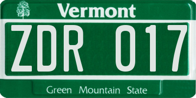 VT license plate ZDR017