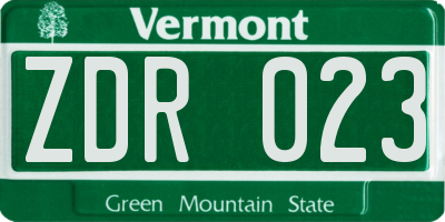 VT license plate ZDR023