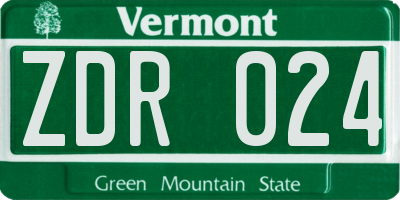 VT license plate ZDR024