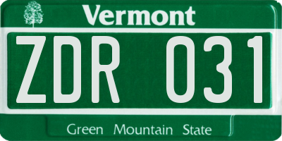 VT license plate ZDR031