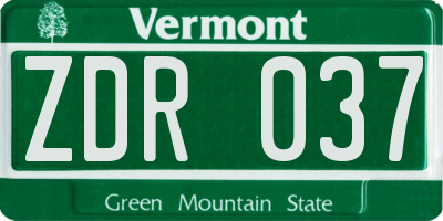 VT license plate ZDR037