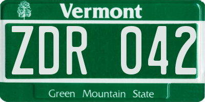 VT license plate ZDR042