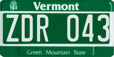VT license plate ZDR043