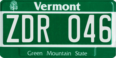 VT license plate ZDR046