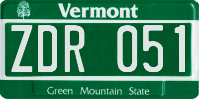 VT license plate ZDR051