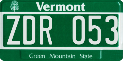 VT license plate ZDR053