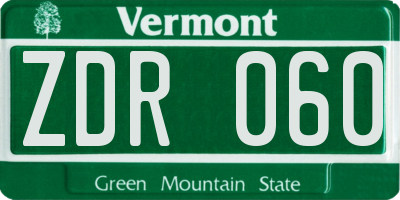 VT license plate ZDR060