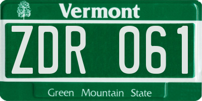 VT license plate ZDR061