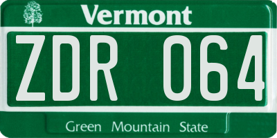 VT license plate ZDR064
