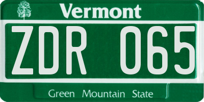 VT license plate ZDR065