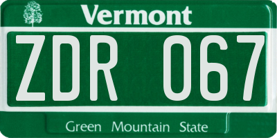 VT license plate ZDR067