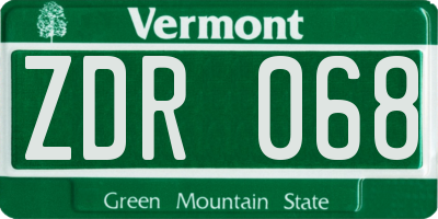 VT license plate ZDR068