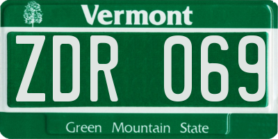 VT license plate ZDR069