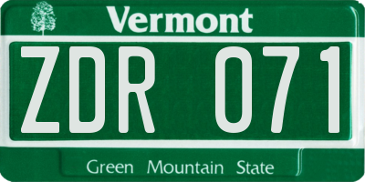 VT license plate ZDR071