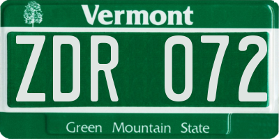 VT license plate ZDR072