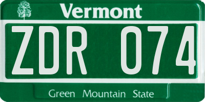 VT license plate ZDR074