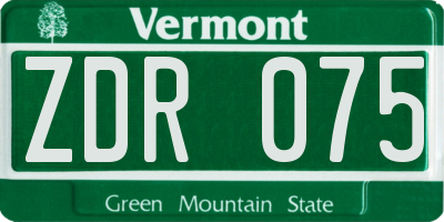 VT license plate ZDR075